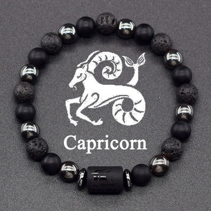 Natural Tiger Eye Stone 12 Zodiac Constellation Bead Bracelet