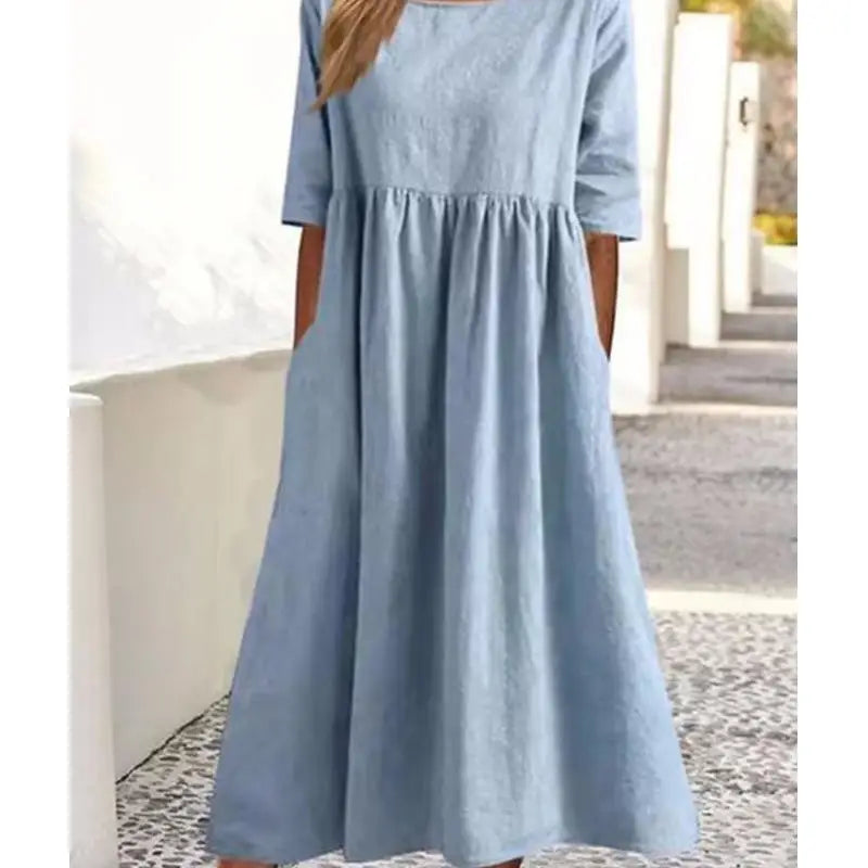 Women's Elegant Long Sleeve Flounce A-Line Dress