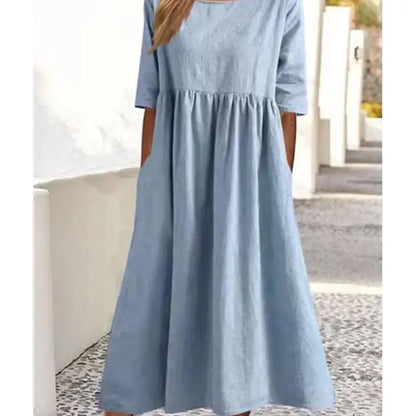 Women's Elegant Long Sleeve Flounce A-Line Dress