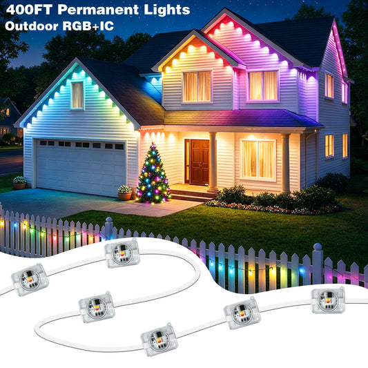 AILBTON 400FT Permanent Outdoor RGBIC Smart Eave Lights