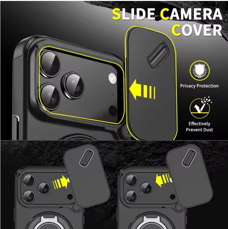 Armor Shockproof Magnetic Ring Stand iPhone Case with Camera Cover
