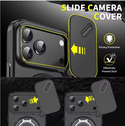 Armor Shockproof Magnetic Ring Stand iPhone Case with Camera Cover