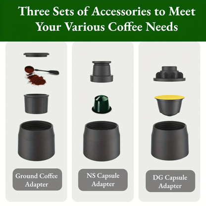 3 In1 Portable Coffee Machine Espresso Maker For Capsule & Ground Hand Press