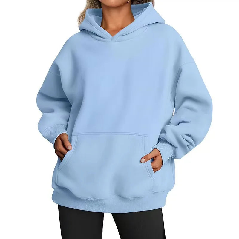 Women's Oversized Fleece Warm Hoodie - Casual Loose Fit Autumn Winter Pullover Sweatshirt