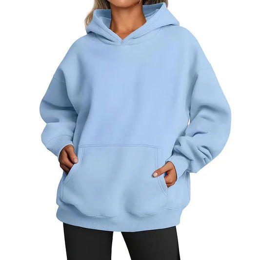 Women's Oversized Fleece Warm Hoodie - Casual Loose Fit Autumn Winter Pullover Sweatshirt