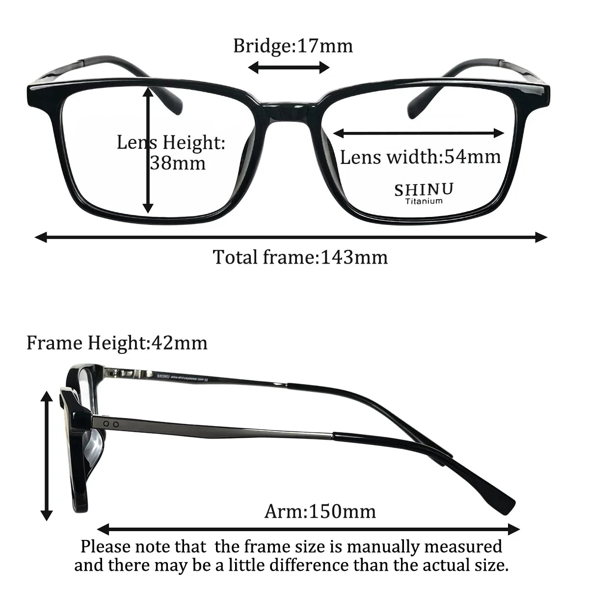 SHINU Men’s Intelligent Progressive Multifocal Reading Glasses – Titanium Square Frames