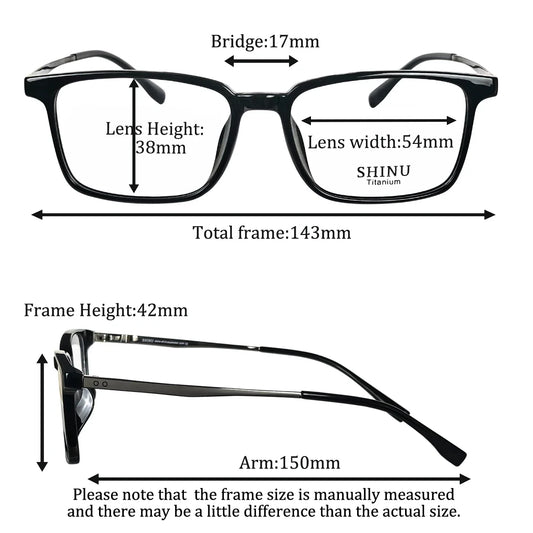 SHINU Men’s Intelligent Progressive Multifocal Reading Glasses – Titanium Square Frames
