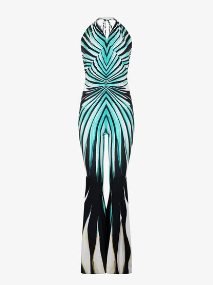 Fashion Printed Striped Skinny Flare Pants Jumpsuits
