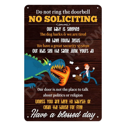 Funny No Soliciting Vintage Metal Tin Sign