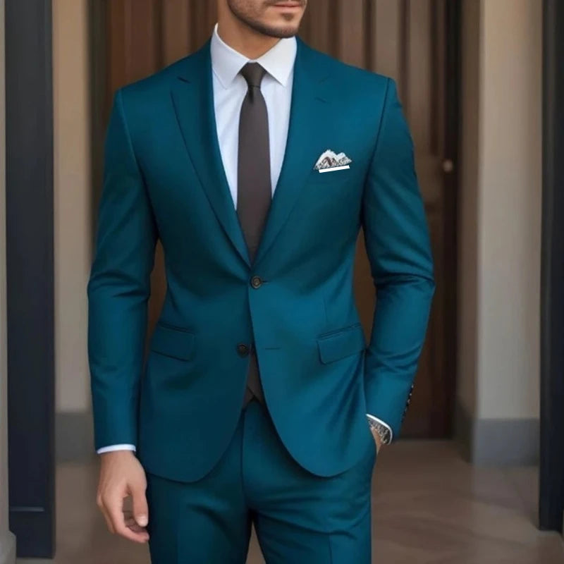 Men's Elegant Single-Breasted Slim Fit 3-Piece Linen Suit Set
