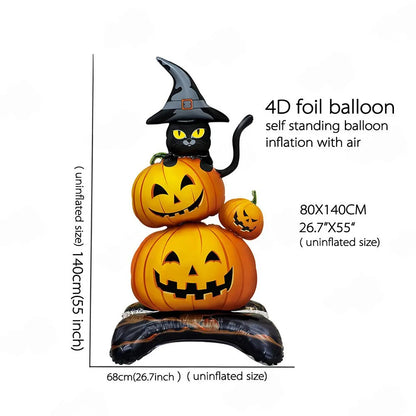 Halloween Inflatable Standing Bat & Pumpkin Foil Balloons Party Decor