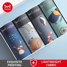 MiiOW 4Pcs Cotton Funny Animal Print Antibacterial Underwear