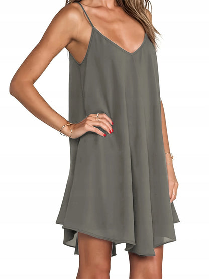 Women's Plus Size V-Neck Asymmetric Hem Spaghetti Strap Cami Dress
