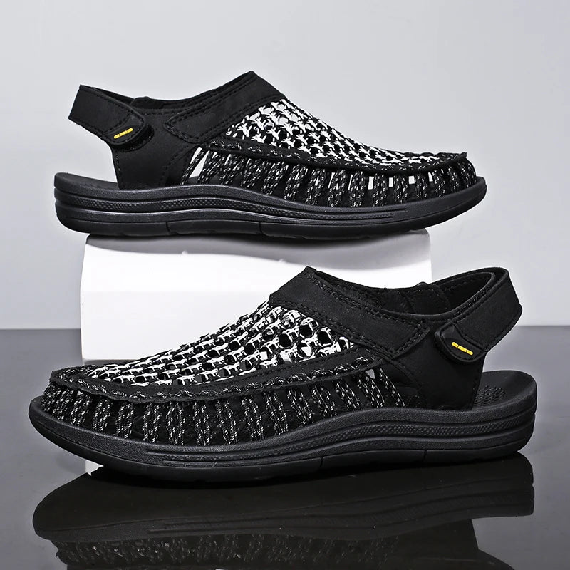 Men’s Hand-Woven Gladiator Sandals – Non-Slip Casual Outdoor Waders & Beach Platform Sandals