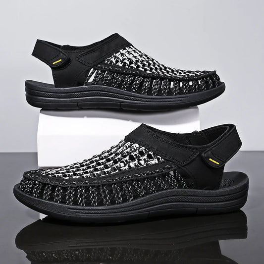 Men’s Hand-Woven Gladiator Sandals – Non-Slip Casual Outdoor Waders & Beach Platform Sandals