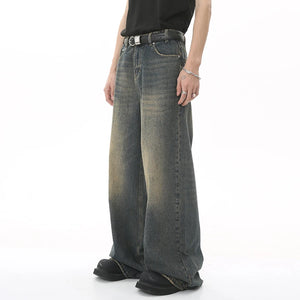 IEFB Washed Wide Leg Denim Pants