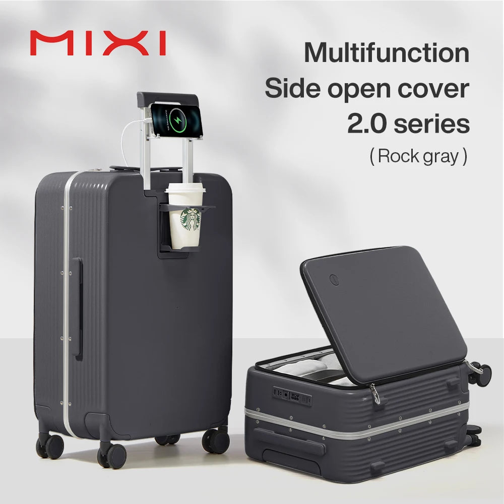 Aluminum Frame Rolling Luggage with USB Portand Phone Holder