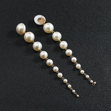 Elegant Gradient Handmade Simulated Pearl Tasseled Long Dangle Earrings