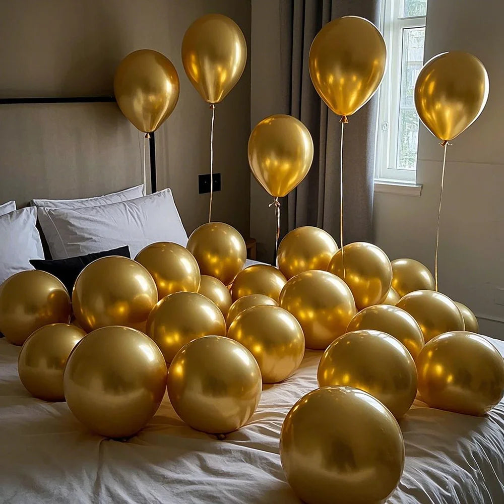 50-Pack Metallic Chrome Latex Balloons - Ultra-Gloss Party Decor
