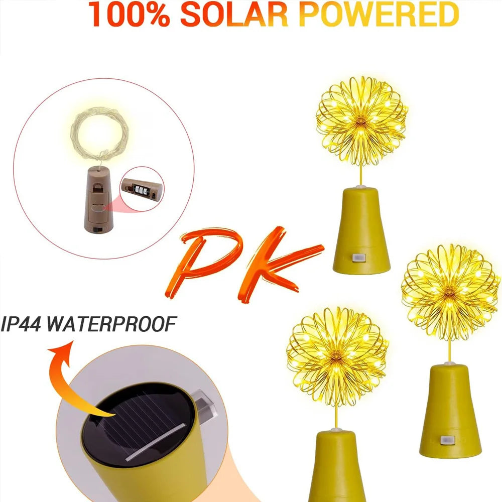 Solar Wine Bottle Cork Copper Wire Fairy Lights (20 LEDs)