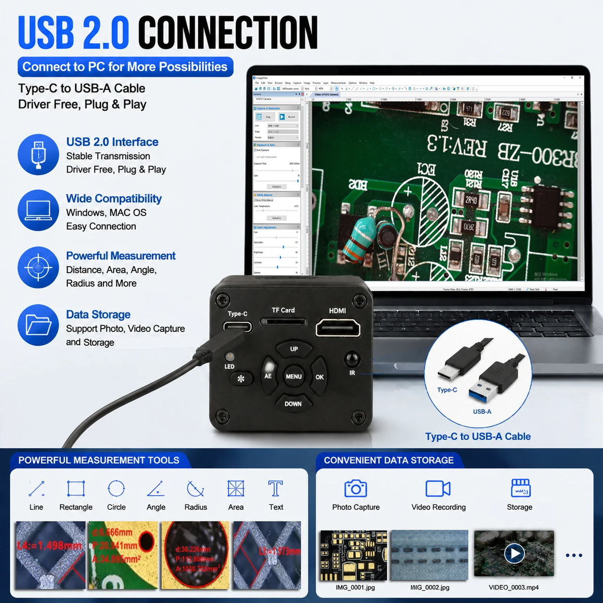 YIZHAN 4K Digital Microscope with Software and IMX678/IMX415 CMOS Sensor