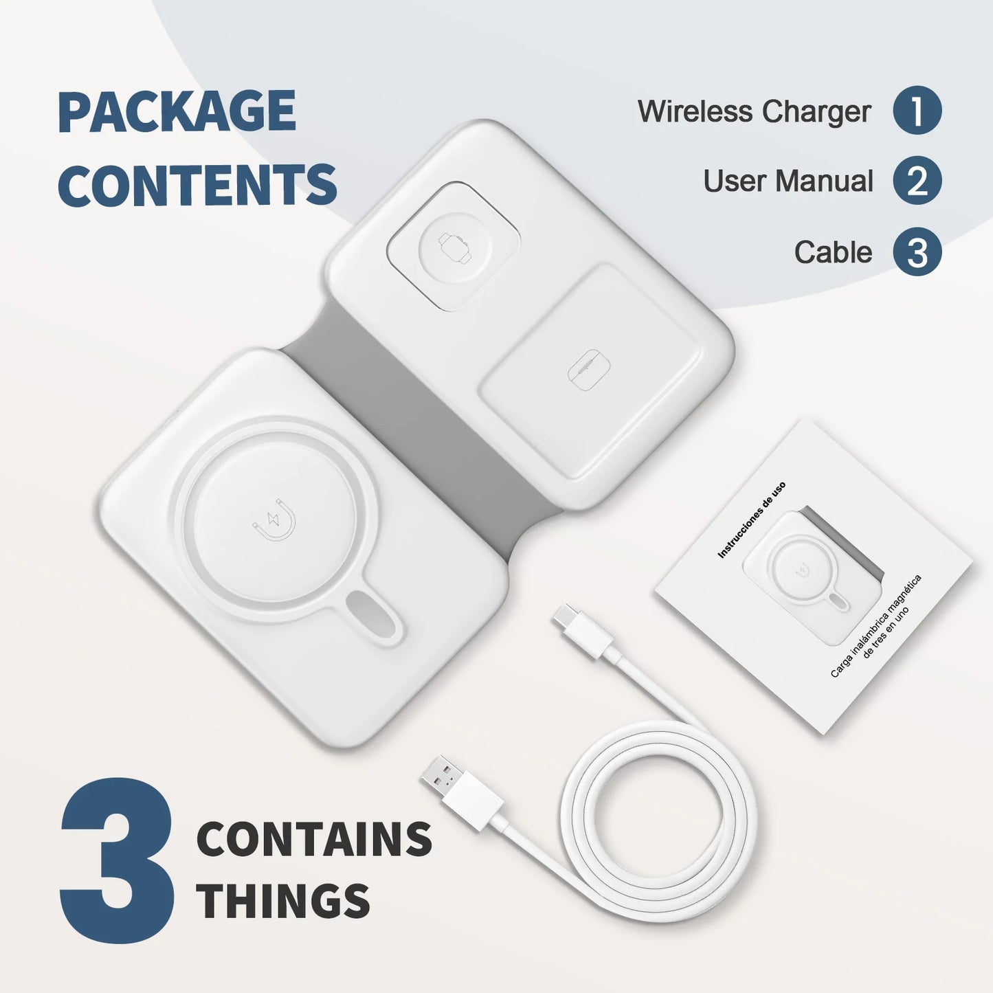 15W Magnetic 3 in 1 Wireless Charger Station