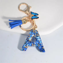 Blue Glazed Stone A To Z Letter Keychain
