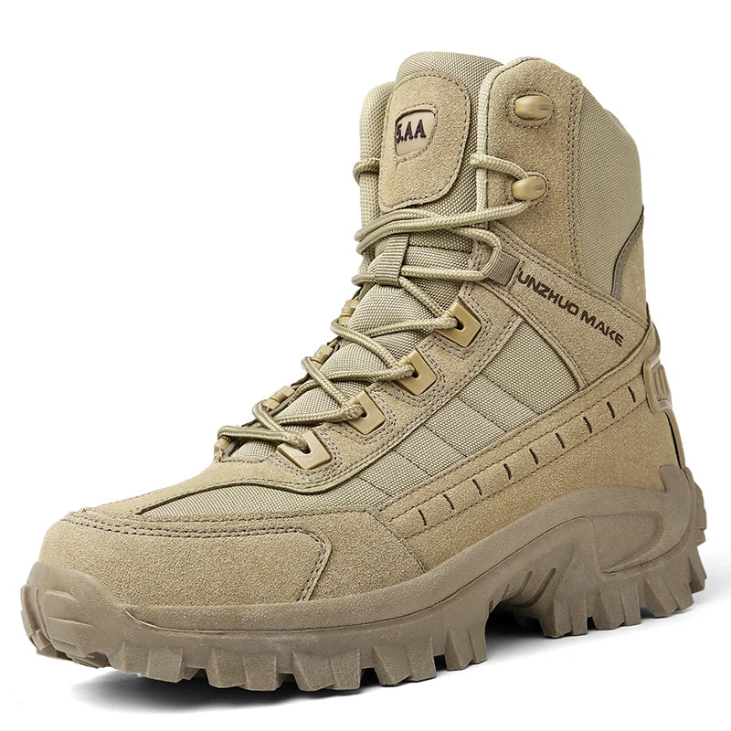 Men’s Retro Faux Suede Outdoor Ankle Boots – British Style Lace-Up Casual Work Boots