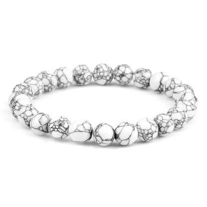 Natural Stone White Howlite Bead Bracelet