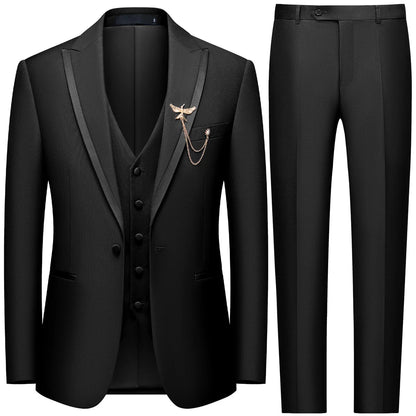 Men's Tailored Slim Fit Single-Breasted Formal Suit Set