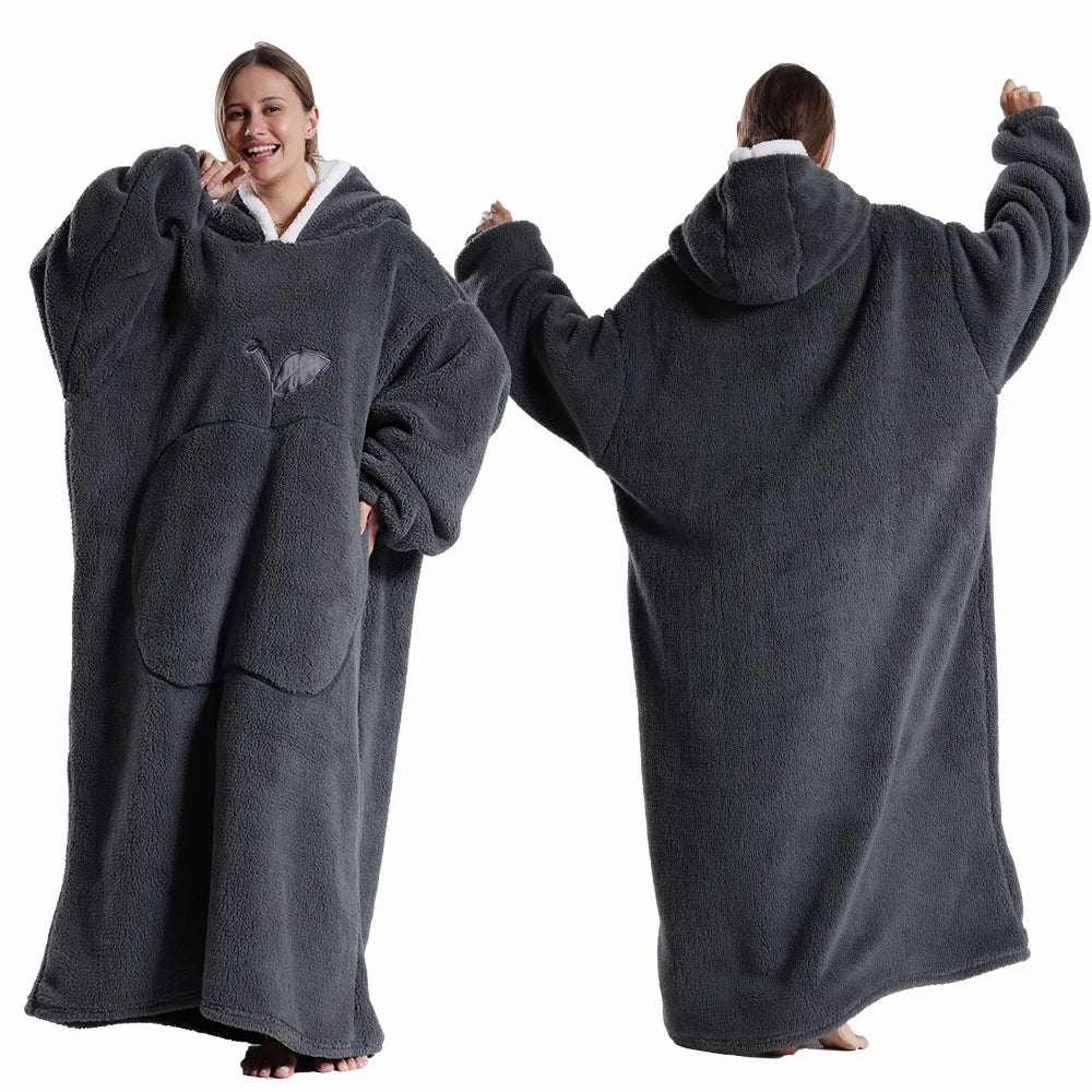 Extra Long Wearable Blanket Robe with Full Sleeves