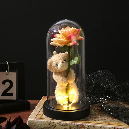 Artificial Eternal Rose LED Light in Glass Cover