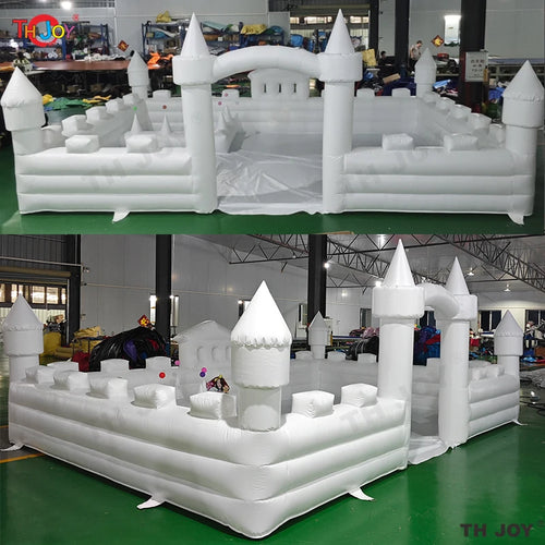 Inflatable 6x4m Pink Ball Pit White Wedding Bounce House Inflatable Ball Pool with Blower