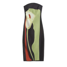 Strapless Printed Long Sleeveless Off Shoulder Dress