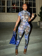 Colorful Print See-Through Jumpsuit