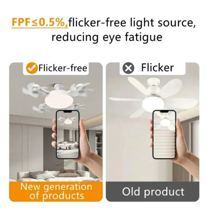 2-in-1 Drone-Design E27 LED Ceiling Fan Light Bulb with Remote