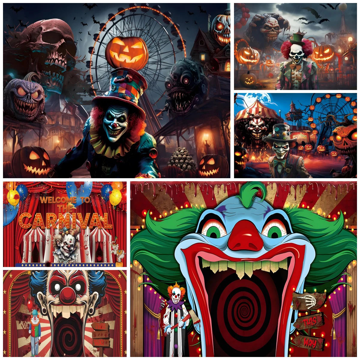 Haunted Carnival Halloween Backdrop - Spooky Circus Photography Prop