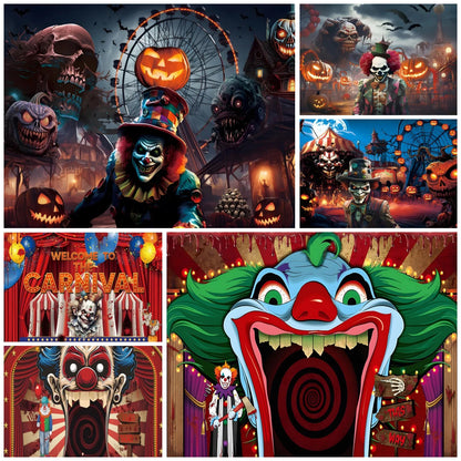 Haunted Carnival Halloween Backdrop - Spooky Circus Photography Prop