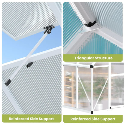 6x7ft Walk-in Kit Polycarbonate Roof Vent Heavy Duty Aluminum Frame