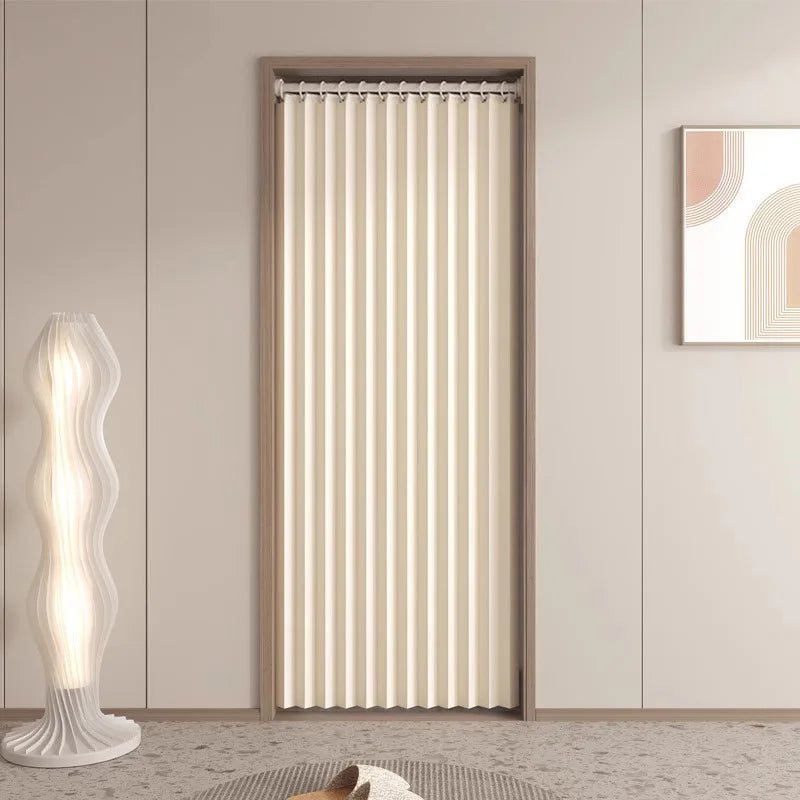Folding Accordion Pleated Room Divider & Retractable Door Curtain