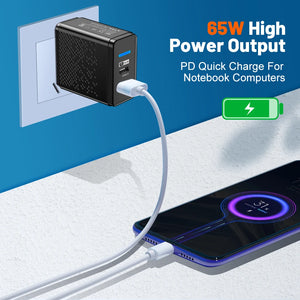 65W USB C Charger PD QC 3.0 Type C USB Fast Charging Wall Adapter For iPhone