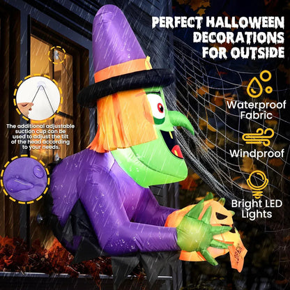 4 Ft Inflatable Halloween Witch with Built-In LED Lights