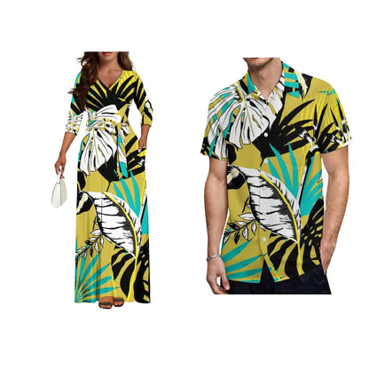 V-Neckline With Pocket Waistband Dress or Short-sleeved Shirt