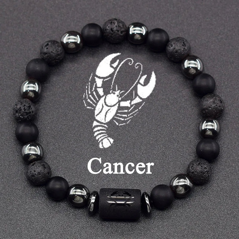 Natural Tiger Eye Stone 12 Zodiac Constellation Bead Bracelet