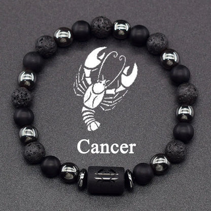 Natural Tiger Eye Stone 12 Zodiac Constellation Bead Bracelet