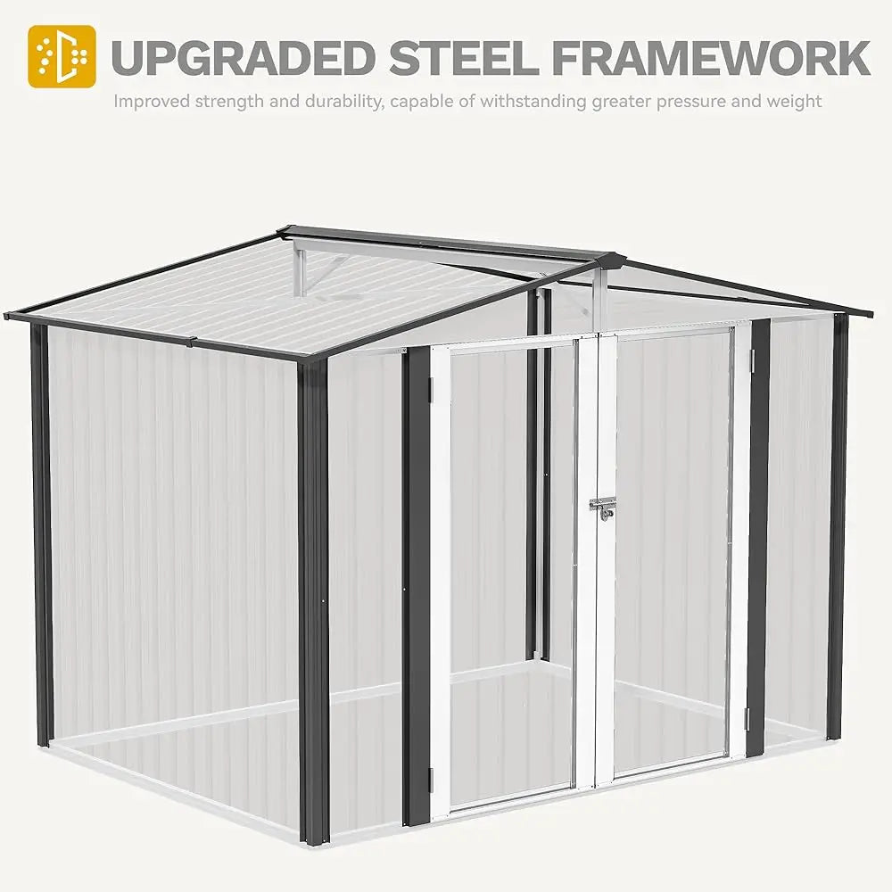 8 X 6FT Outdoor Storage Shed, Large Metal Tool Sheds