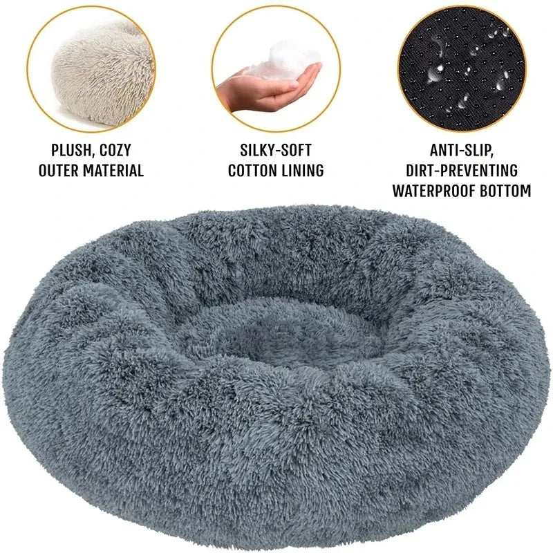 Round Warm Plush Washable Pet Bed