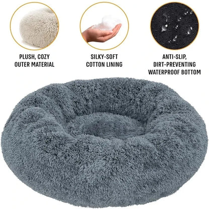 Round Warm Plush Washable Pet Bed
