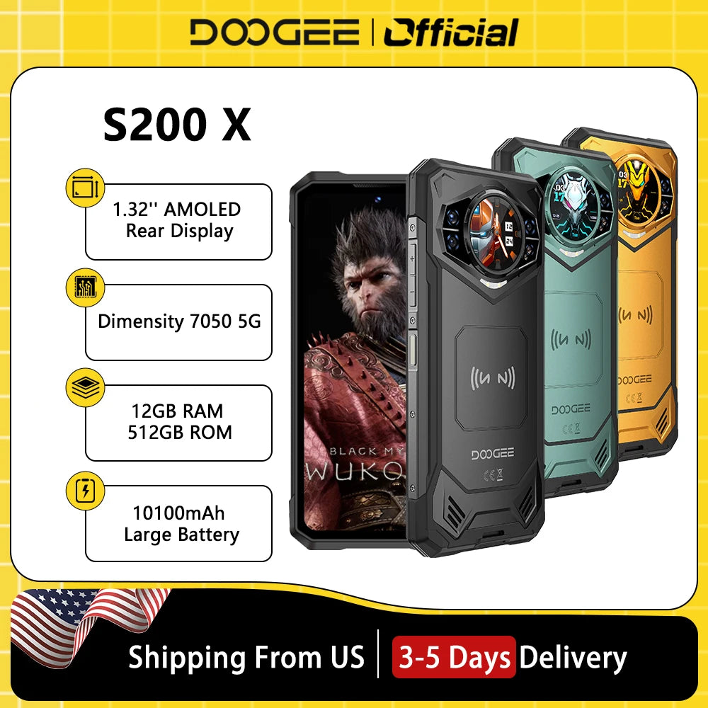 Global Version DOOGEE S200 X 5G Rugged 6.72" 7050 12GB+512GB AI Triple Camera Smartphone