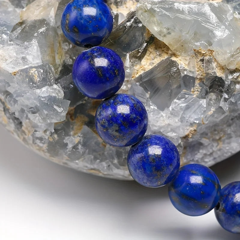 Natural Lapis Lazuli Gemstone Beaded Stretch Bracelet